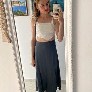 Silk Dark Grey Long Skirt